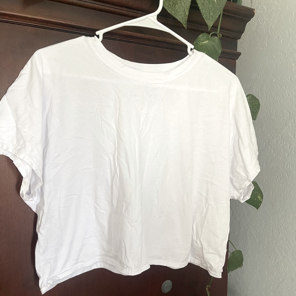Calvin Klein Crop Top Cotton PERFORMANCE SS IN XL Athletic White Tee